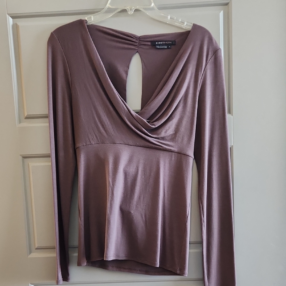 Elegant Brown Drape Neck Top